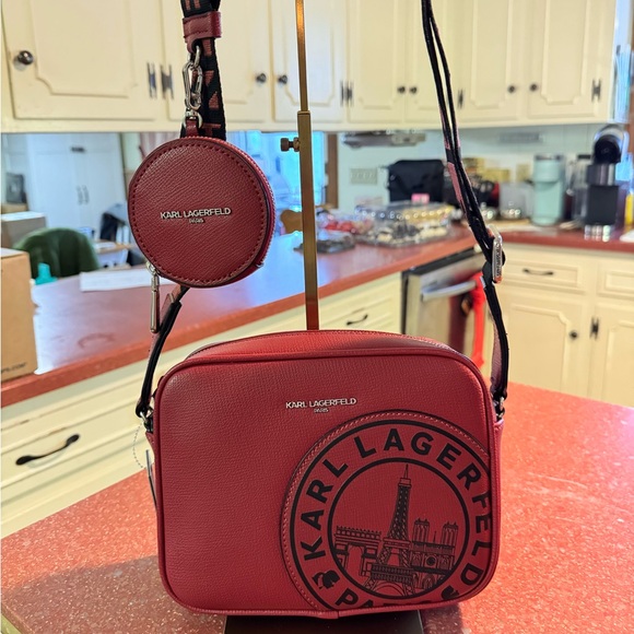 Karl Lagerfeld Handbags - Karl Lagerfeld NWT crossbody dk red crossbody bag w/mini detachable coin pouch